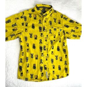 Kavu Festaruski Short Sleeve Mens Small Yellow pineapple shirt party button down
